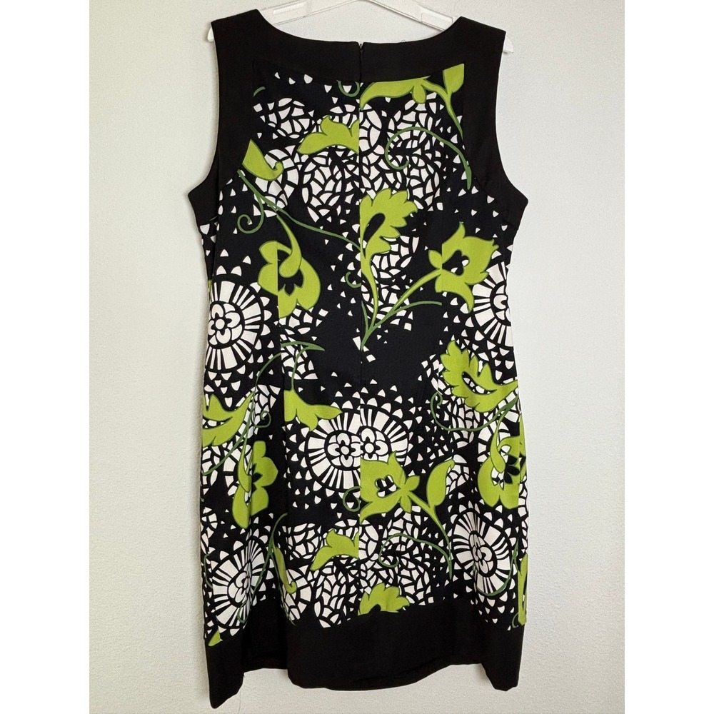 Alyx Woman Dress 18W Black Green White Floral Geometric Sleeveless Sheath Shift - Picture 2 of 5